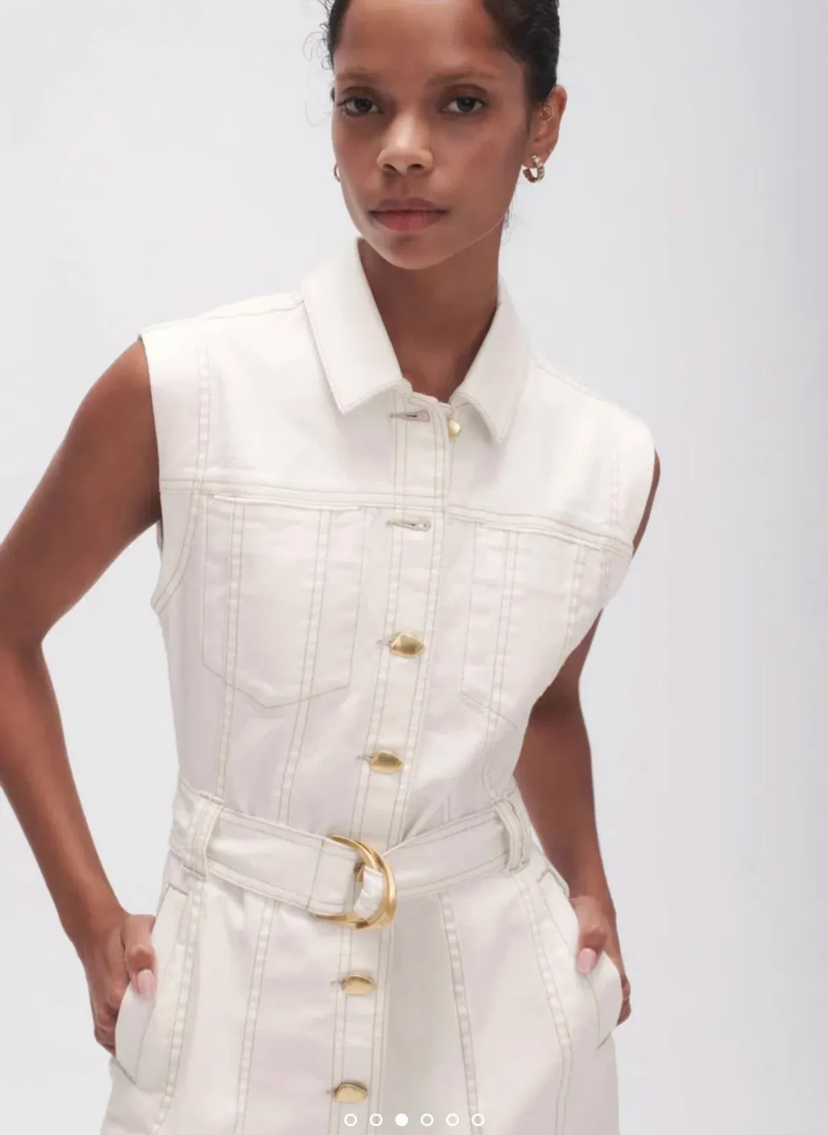 Aje Darcie Denim Mini Dress White Size 12 - Image 2