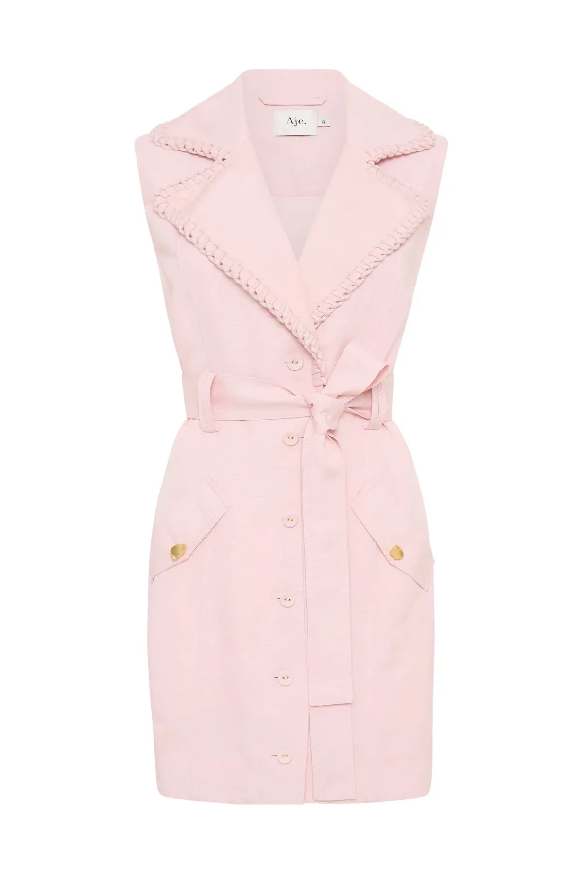 Aje Soft Pink Utility Mini Dress Blush Size 12 - Image 4