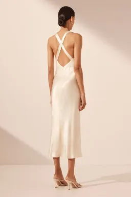 Shona Joy Camille Lace Cross Back Midi Dress Cream/Black Size 12 for rent on The Volte - image 3