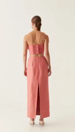 Aje Flame Crop Top and Mary Column Maxi Skirt Set in Guava Pink Size 10 for rent on The Volte - image 6