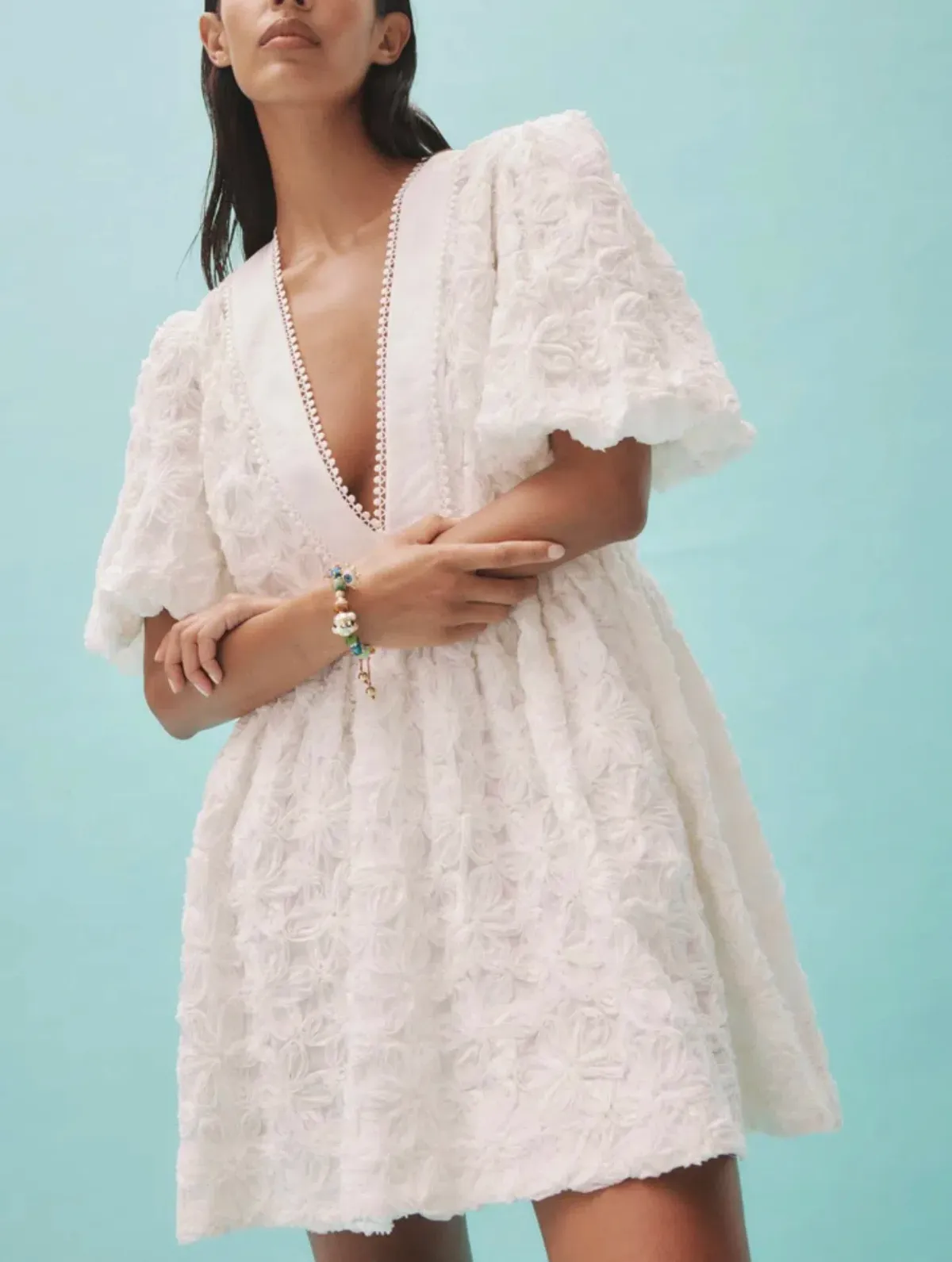 Alemais Iggy Embroidered Mini Dress White Size 16 - Image 6