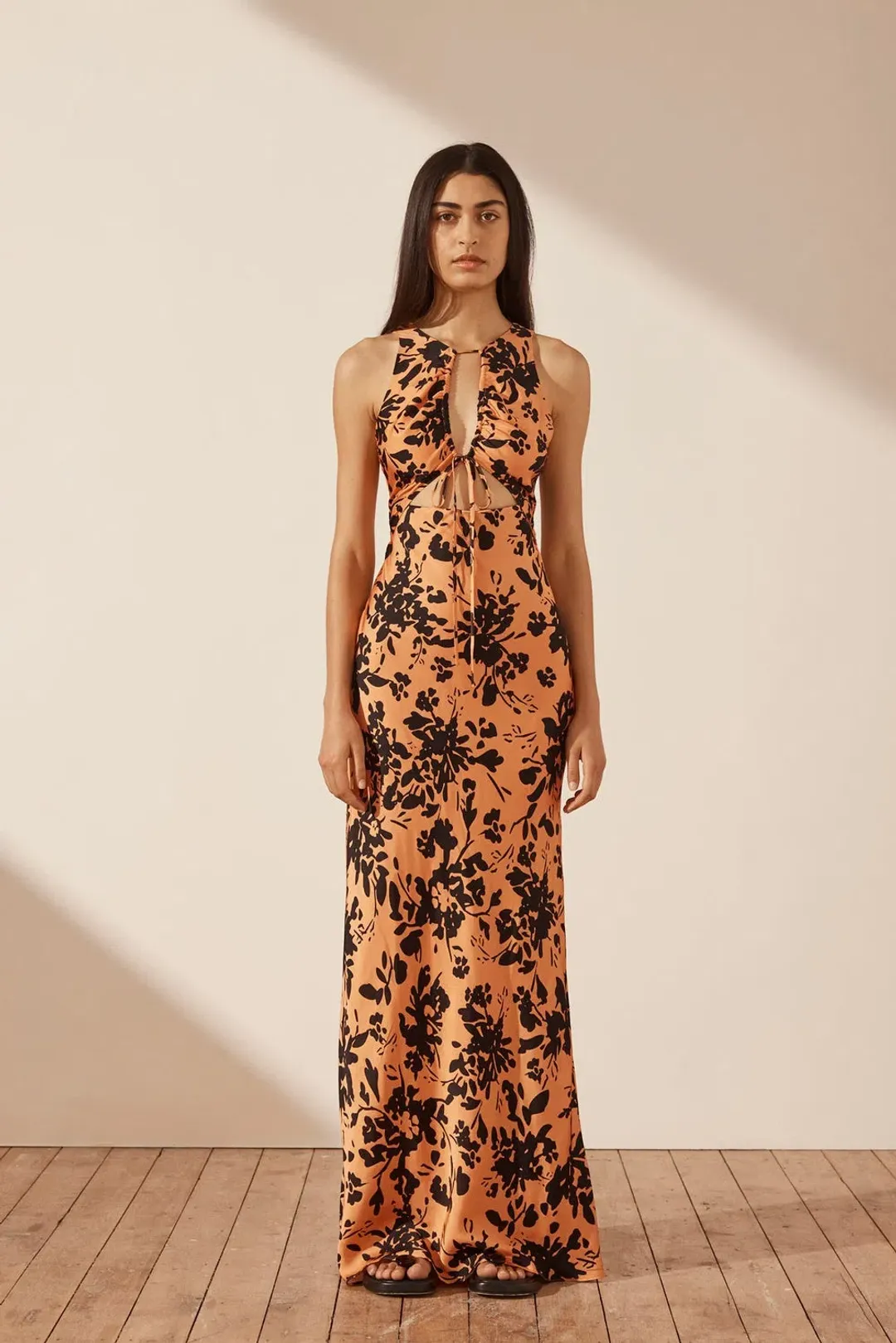 Shona Joy Solare Cut Out Front Maxi Dress Print Size 8 for rent on The Volte - main image