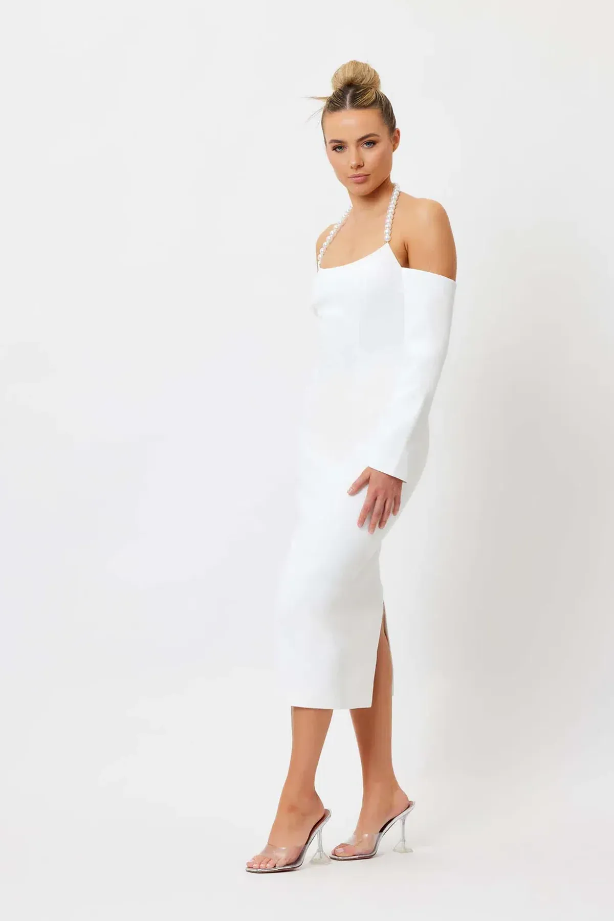 Bianca and Bridgett Tess Pearl Neck Dress White Size 8 - Image 2