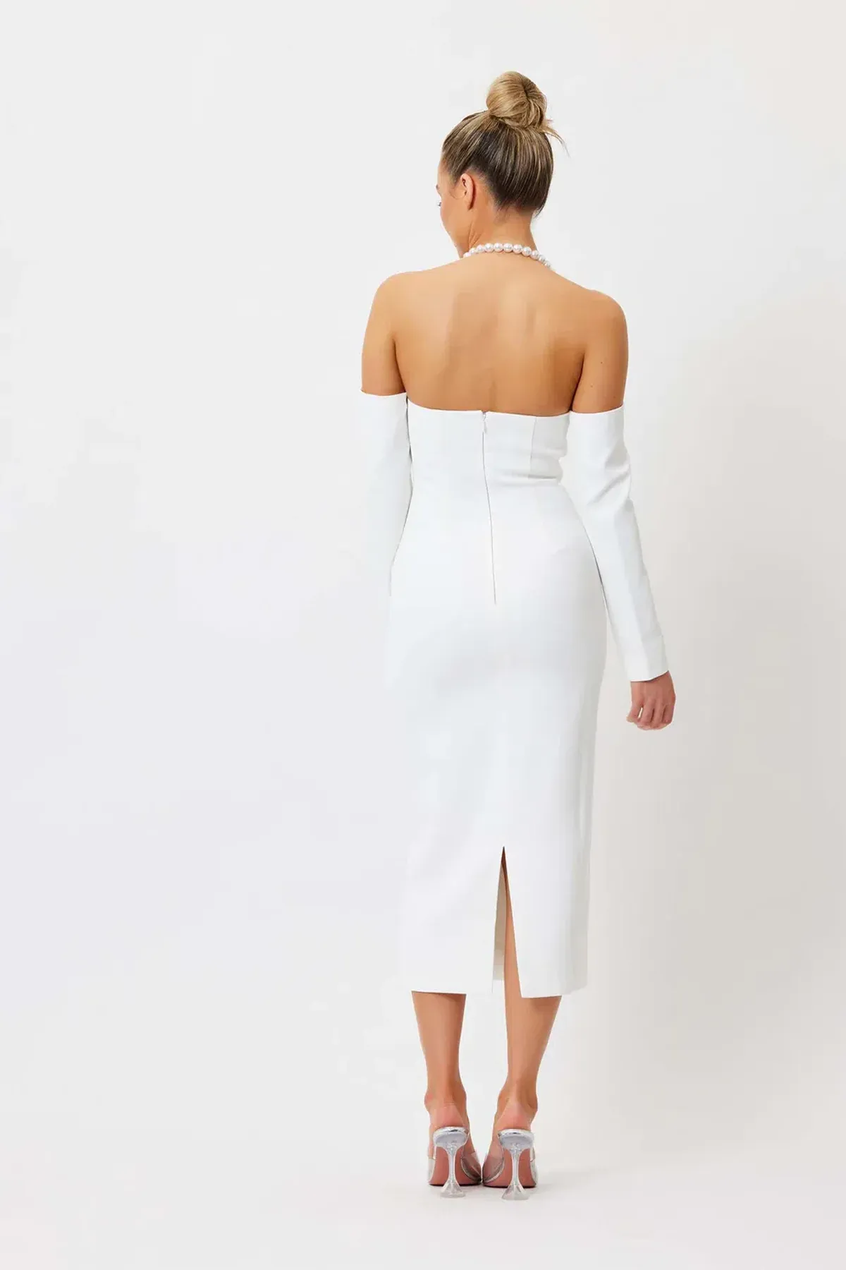 Bianca and Bridgett Tess Pearl Neck Dress White Size 8 - Image 3