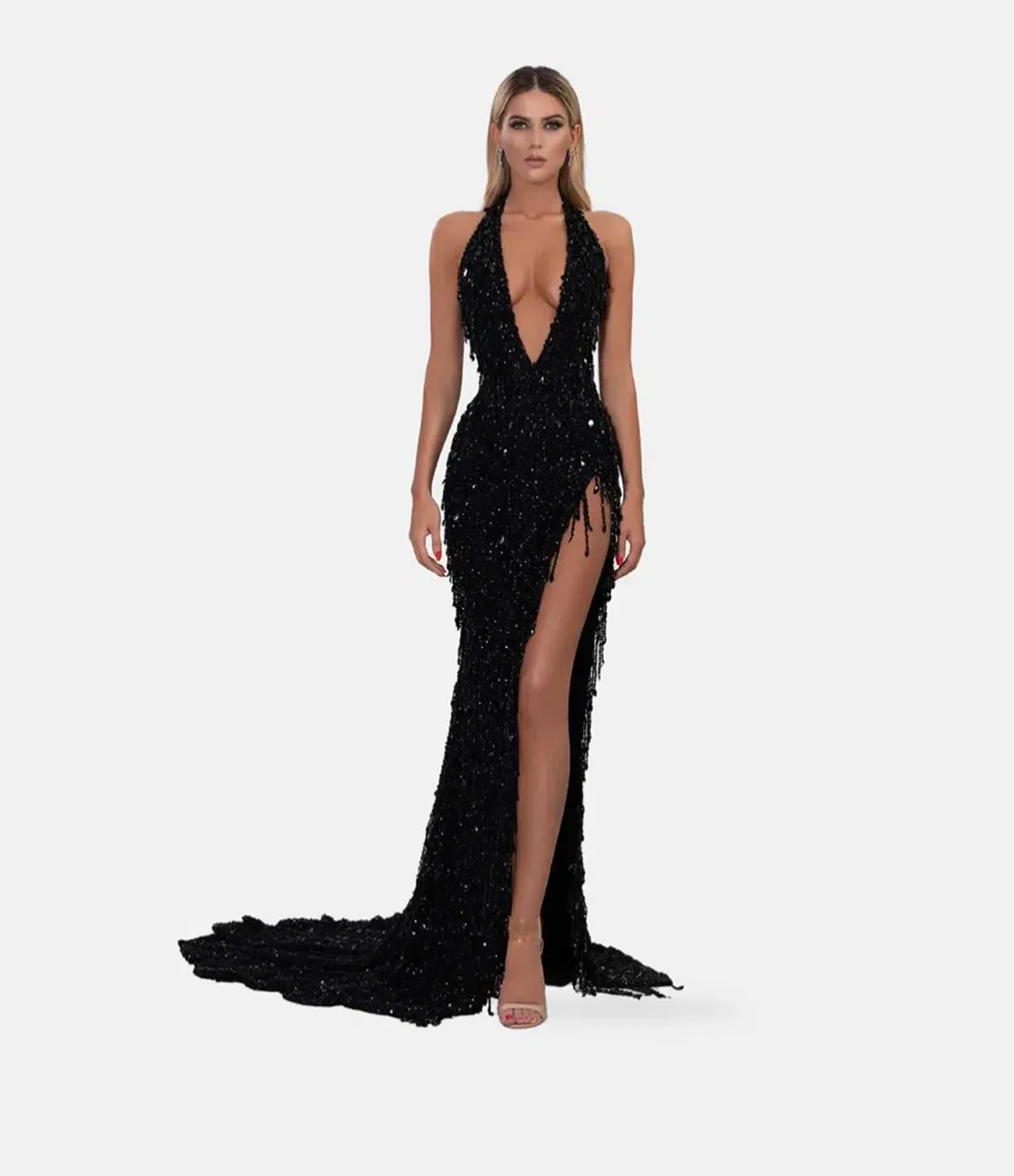 Albina Dyla Black Glamorous Dress Black Size 10 for rent on The Volte - main image