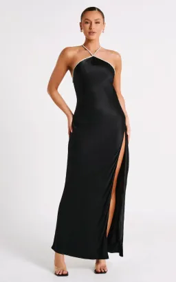 Meshki Louise Diamante Rope Maxi Dress Black Size 6 for rent on The Volte - image 1