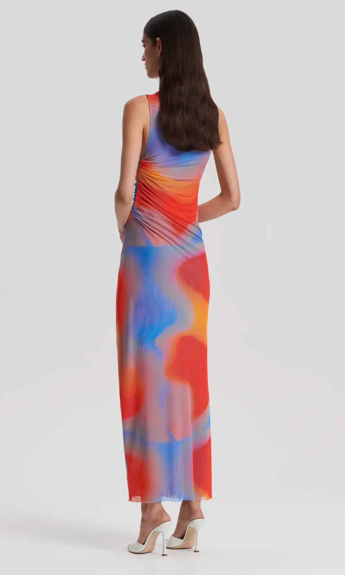 Scanlan Theodore Italian Watercolour Dress Red Blue Size 6 - Image 3
