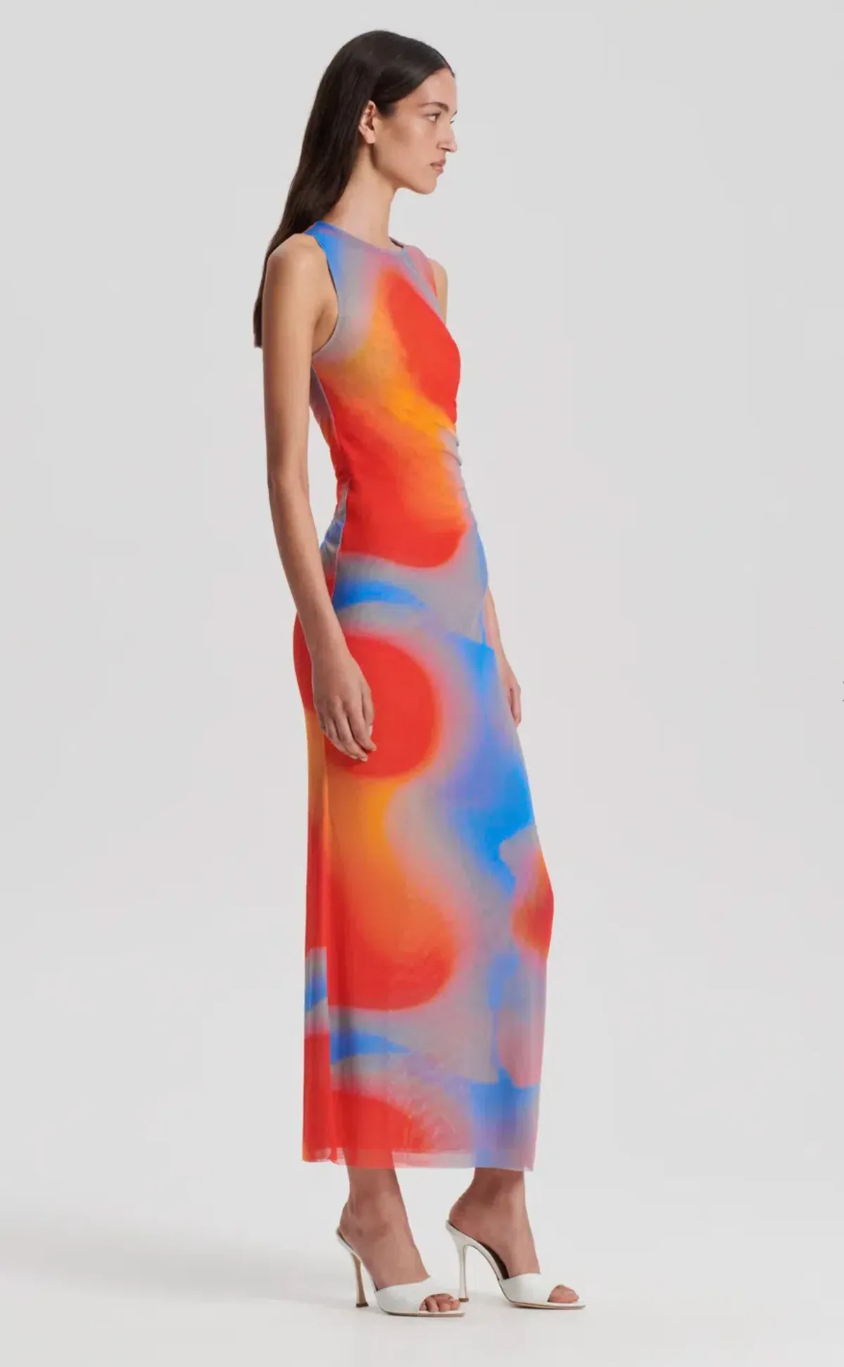 Scanlan Theodore Italian Watercolour Dress Red Blue Size 8 - Image 4
