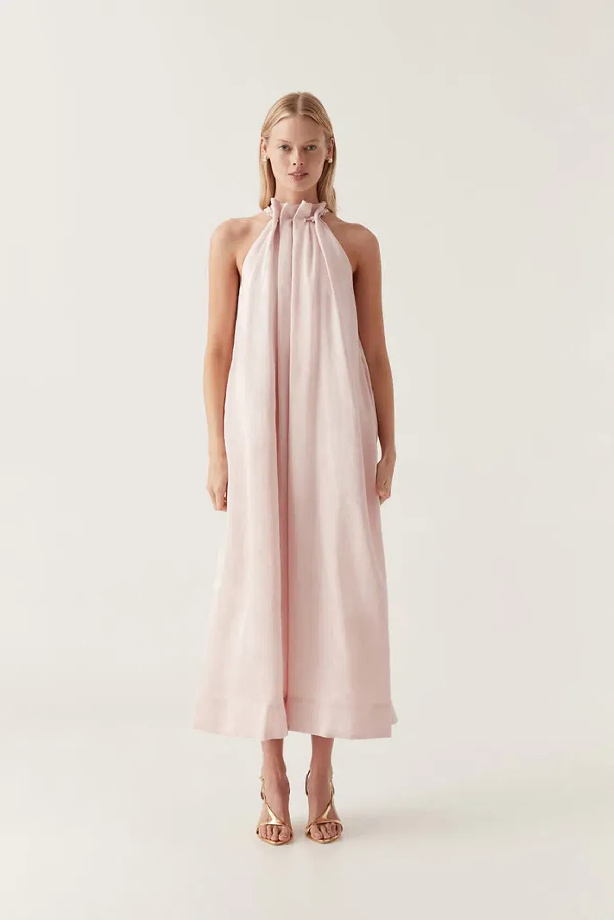 AJE Mariel Trapeze Midi Dress Soft Pink Size 8 - Image 5