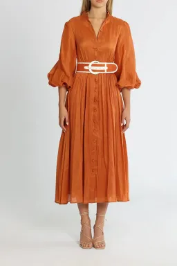 Leo Lin The Suffolk Midi Dress Cinnamon Size 6 for rent on The Volte - image 1