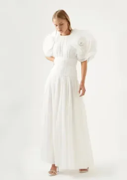 Aje Expressive Pleated Maxi Dress in Ivory Size 6 for rent on The Volte - image 1