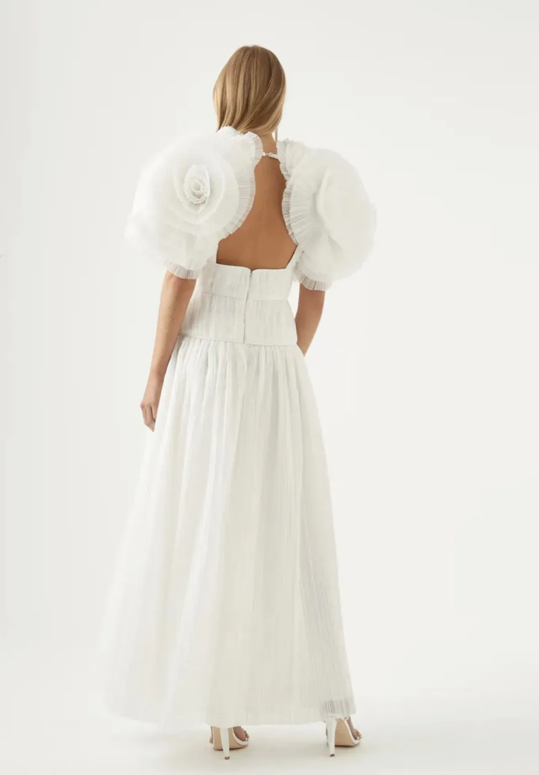 Aje Expressive Pleated Maxi Dress in Ivory Size 6 for rent on The Volte - main image