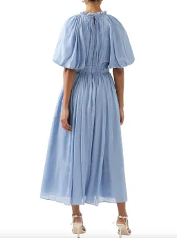 Aje Elysium Blouson Midi Dress Steel Blue Size 6 for rent on The Volte - image 3