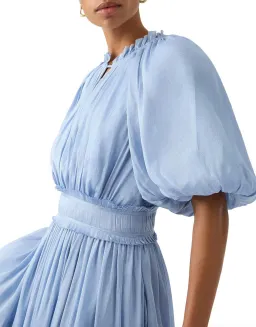 Aje Elysium Blouson Midi Dress Steel Blue Size 6 for rent on The Volte - image 4