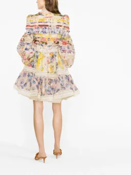 Zimmermann The Wonderland Smocked Mini Dress in Spliced Multifloral Size 0 / AU 8 for rent on The Volte - image 2