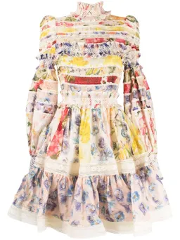 Zimmermann The Wonderland Smocked Mini Dress in Spliced Multifloral Size 0 / AU 8 for rent on The Volte - image 3