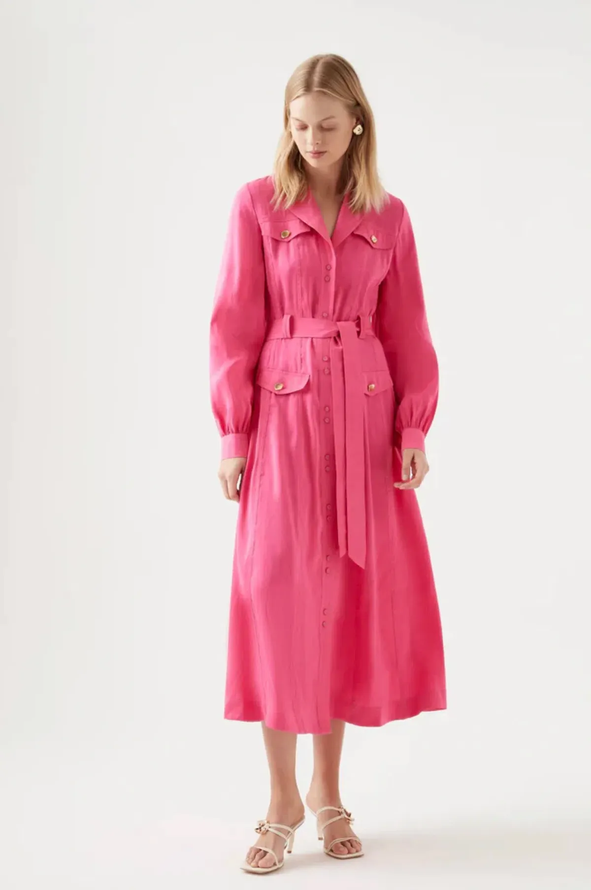 Aje Sophie Shirt Midi Dress Pink Size 16 - Image 1