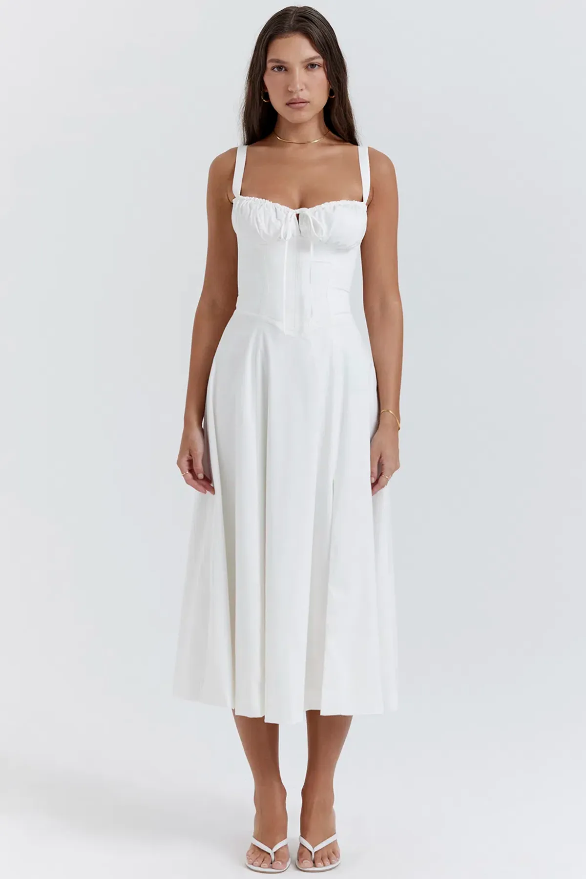 House of CB Carmen Bustier Sundress White Size M / AU 10 - Image 1