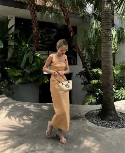Sir the Label Antonia Beaded Midi Dress Light Tan Size 2 / AU 10 for rent on The Volte - image 4