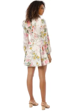 ZIMMERMANN HEATHERS FLOUNCE SHORT DRESS FLORAL PRINT SIZE 1 / AU 10 for rent on The Volte - image 3