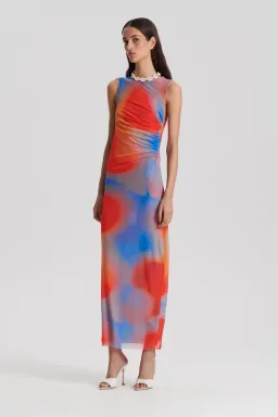 Scanlan Theodore Italian Watercolour Print Dress Blue/Red Size 6 for rent on The Volte - image 1