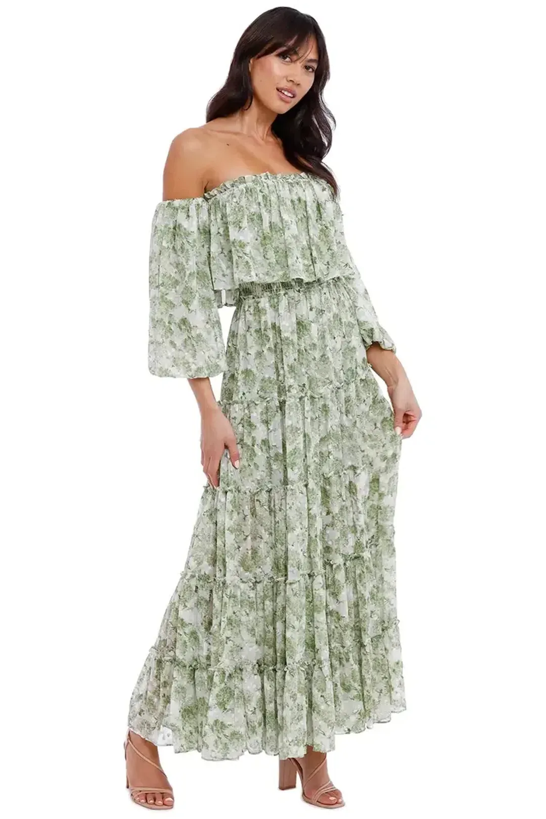 Misa LA Cassandra Maxi Dress in Floral Green Size 10 for rent on The Volte - main image