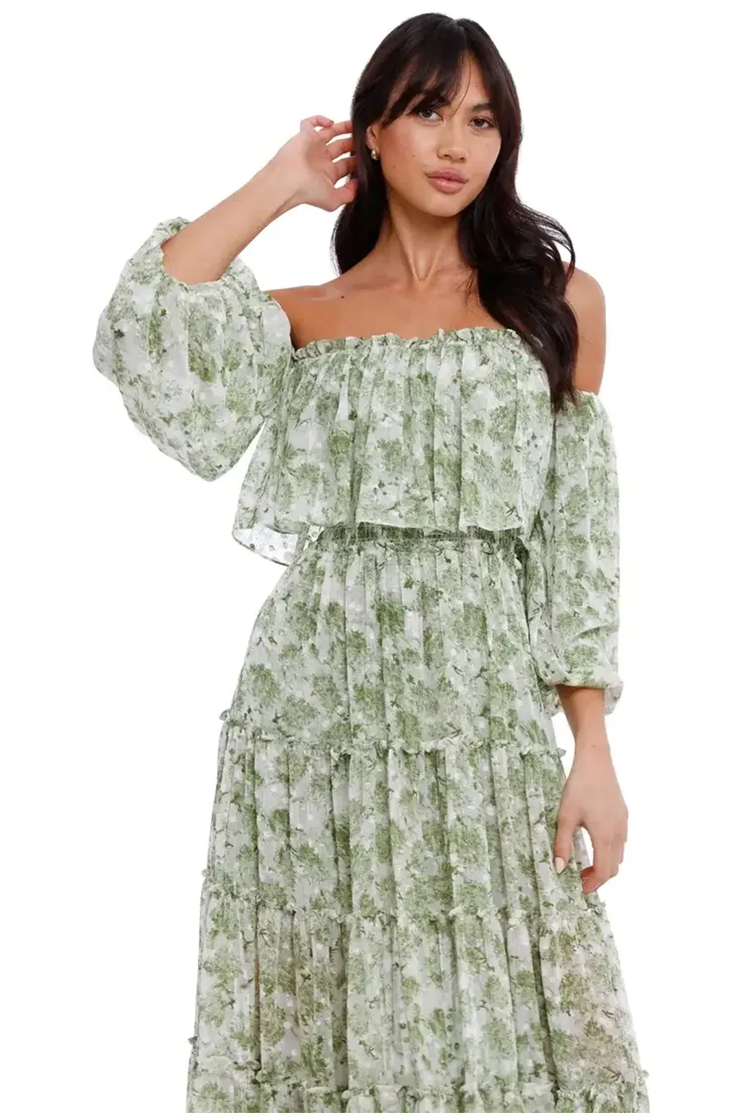 Misa LA Cassandra Maxi Dress in Floral Green Size 10 for rent on The Volte - main image
