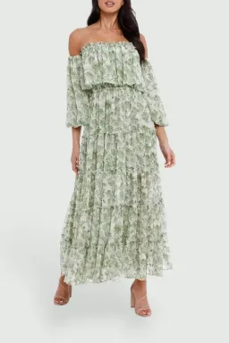 Misa LA Cassandra Dress in Floral Green Size 12 for rent on The Volte - image 1