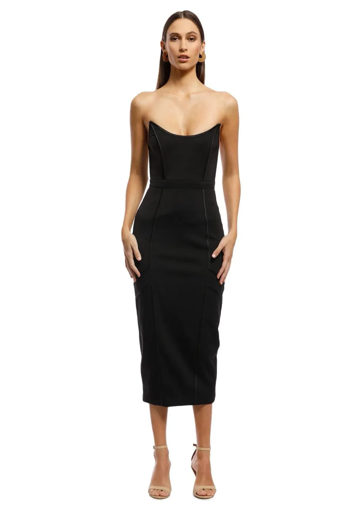 MISHA Lea Midi Dress Black Size 12 for rent on The Volte - main image