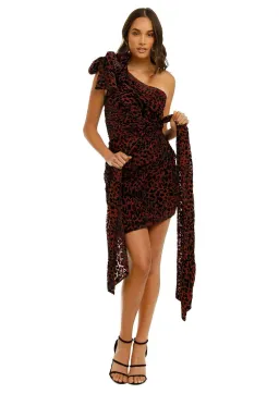 MISHA Moxie Mini Dress Red Leopard Size 6/XS for rent on The Volte - image 1