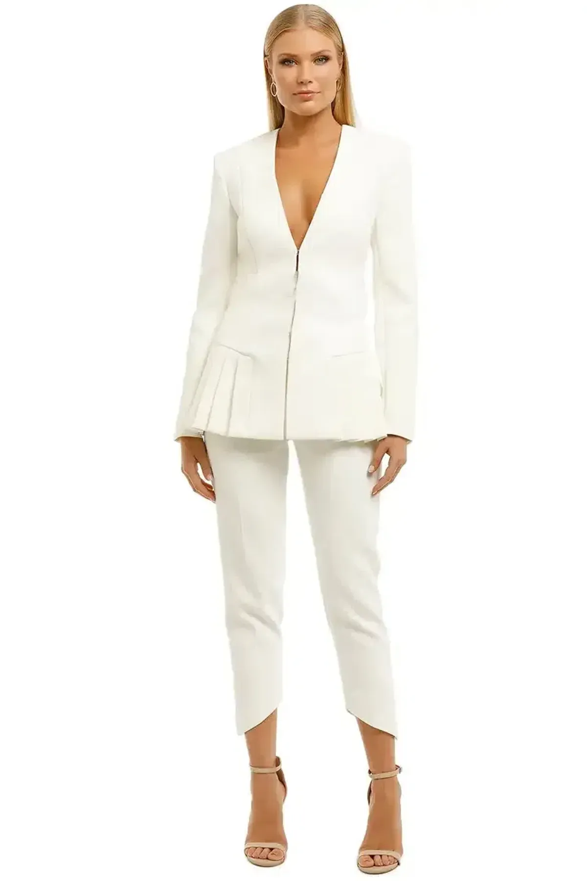 MISHA Tamina Linnea Blazer and Pant Set Ivory Size 10/M - Image 3
