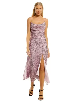 MISHA Lisa Midi Dress Pink Floral Size 6 for rent on The Volte - image 1