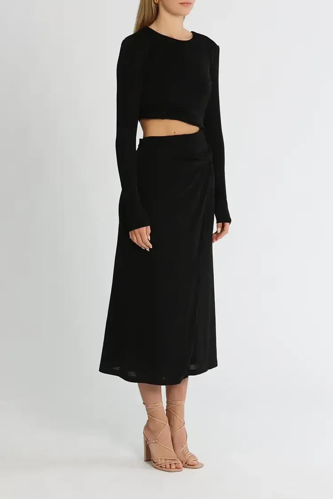 MISHA Arma Midi Dress Black Size 10/M for rent on The Volte - main image