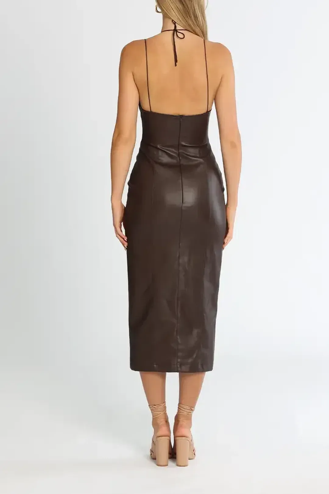 MISHA Cary Midi Dress in Chocolate Brown Size 6/XS for rent on The Volte - main image