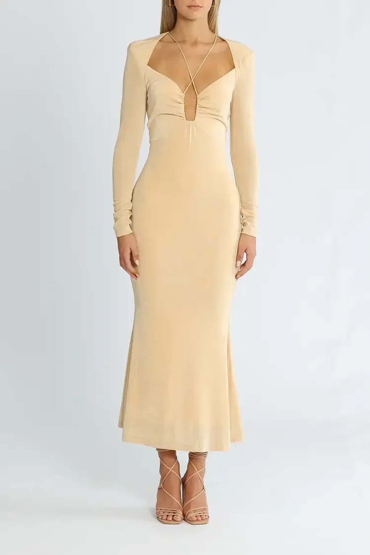 MISHA Engracia Midi Dress Champagne Size 8/S - Image 1