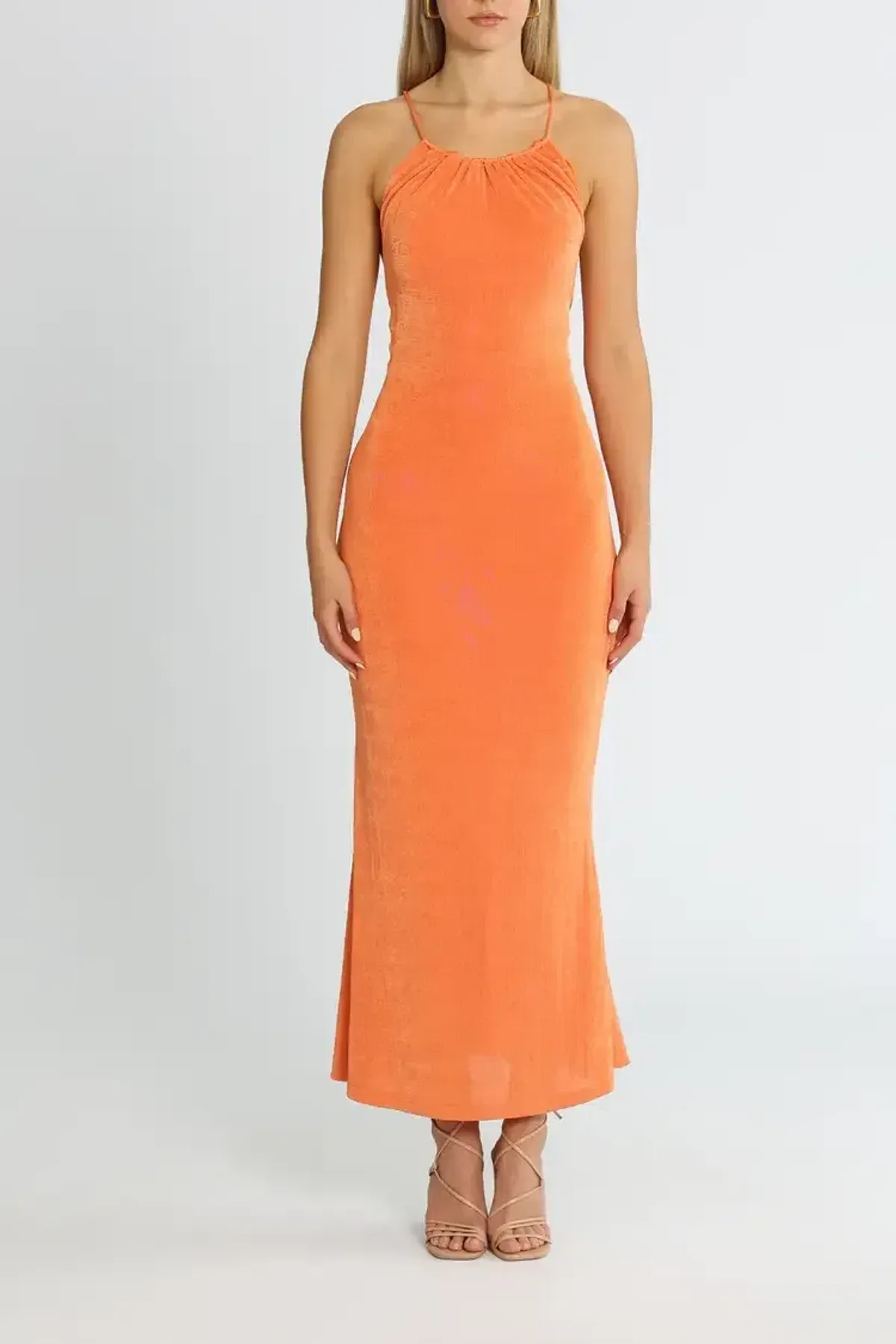 MISHA Greta Midi Dress Coral Gold Size 10/M - Image 1