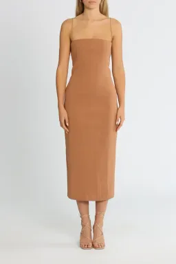 MISHA Irisa Midi Dress Praline Brown Size 14 for rent on The Volte - image 1