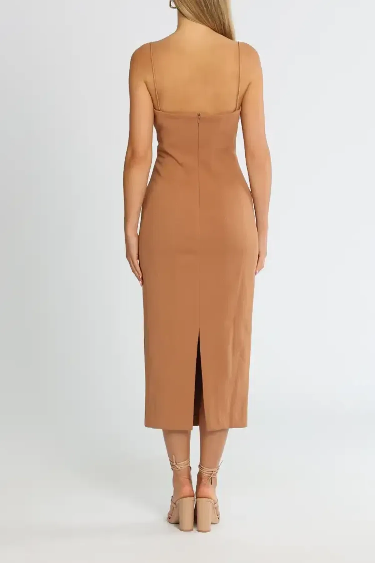 MISHA Irisa Midi Dress in Praline Brown Size 8/S - Image 3