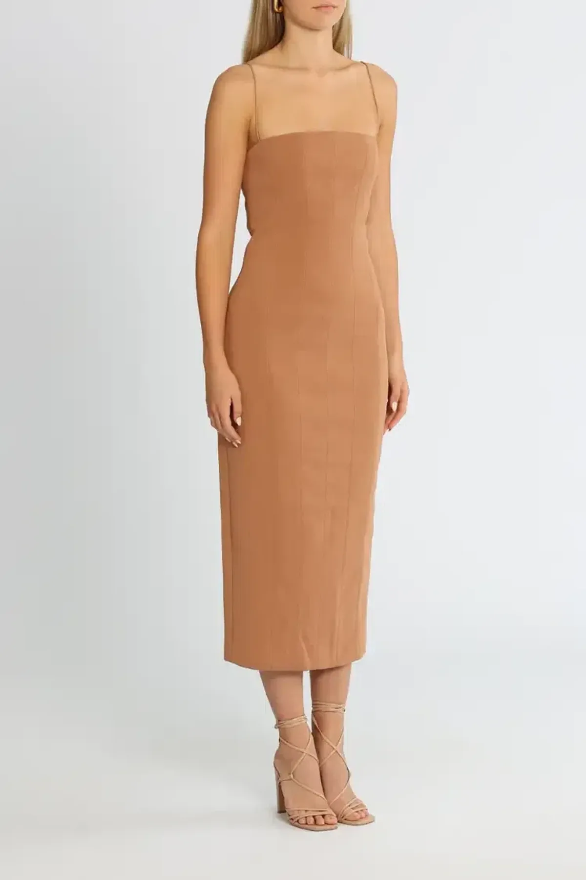 MISHA Irisa Midi Dress in Praline Brown Size 8/S - Image 2