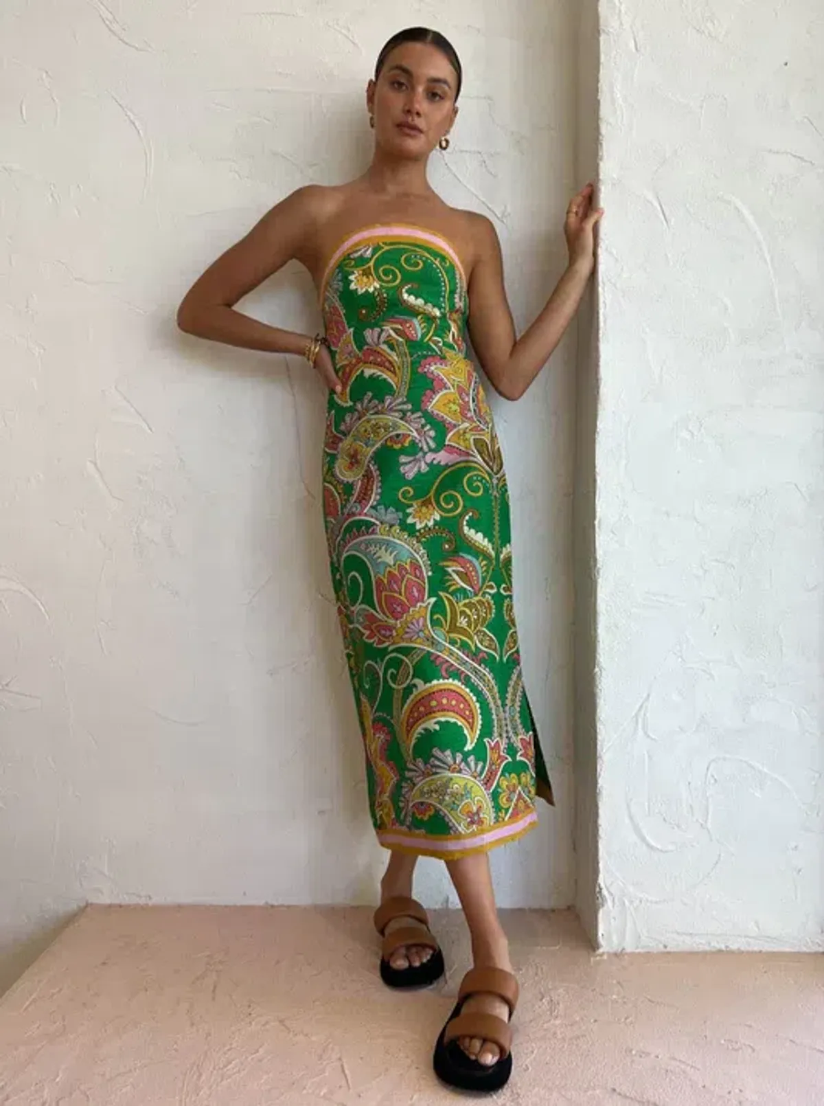 Alemais Marion Bodice Midi Dress Green Size AU 8 for rent on The Volte - main image