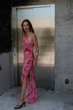 With Harper One Shoulder Sheer Maxi in Pink Rose Size Small / AU 8 for rent on The Volte - image 3