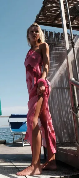 With Harper One Shoulder Sheer Maxi in Pink Rose Size Small / AU 8 for rent on The Volte - image 8