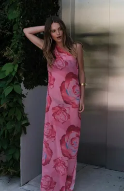 With Harper One Shoulder Sheer Maxi in Pink Rose Size Small / AU 8 for rent on The Volte - image 1