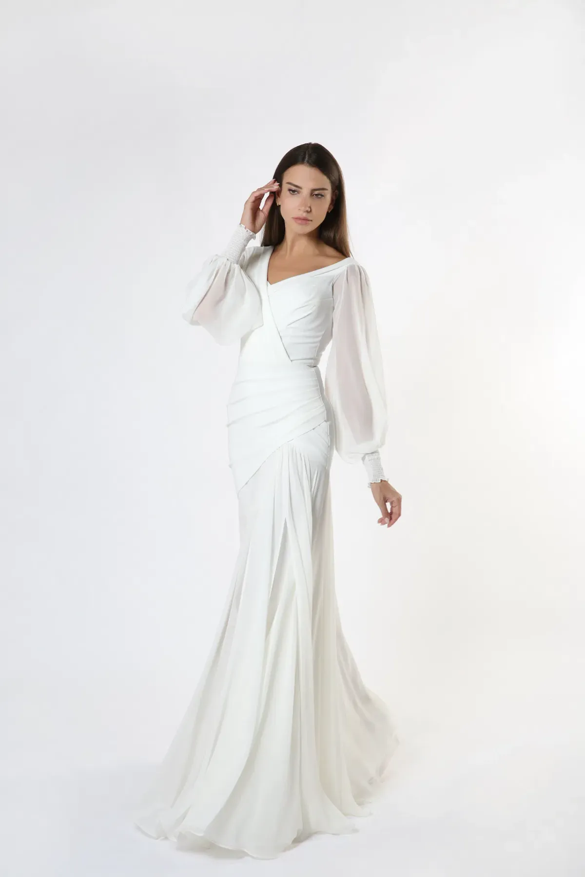 Zeena Zaki SS21-05-WHT Gown White Size S /Au 6 - Image 1