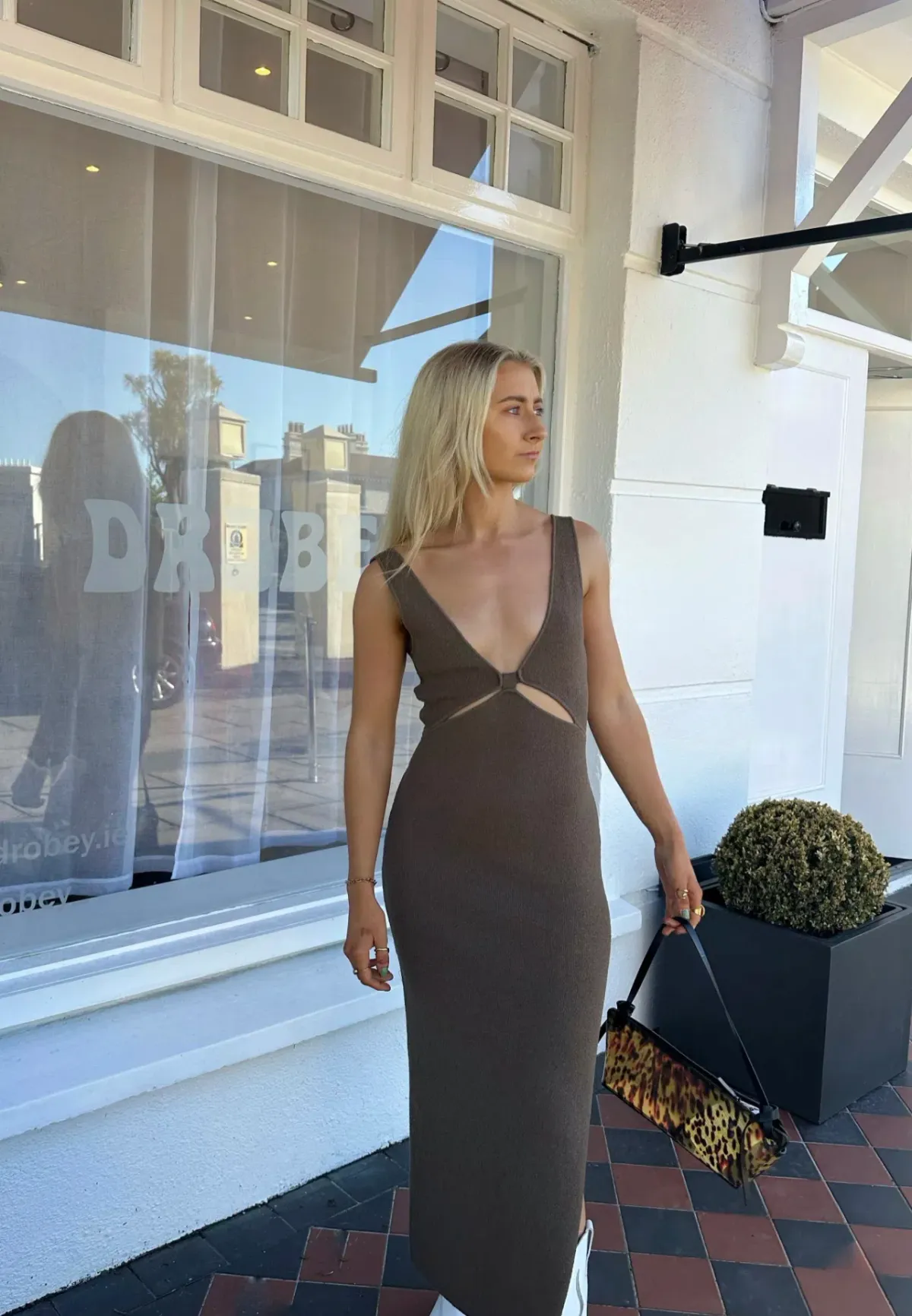 Bec & Bridge Zahara Knit Midi Dress Twig Brown Size XS/Au 6 - Image 4