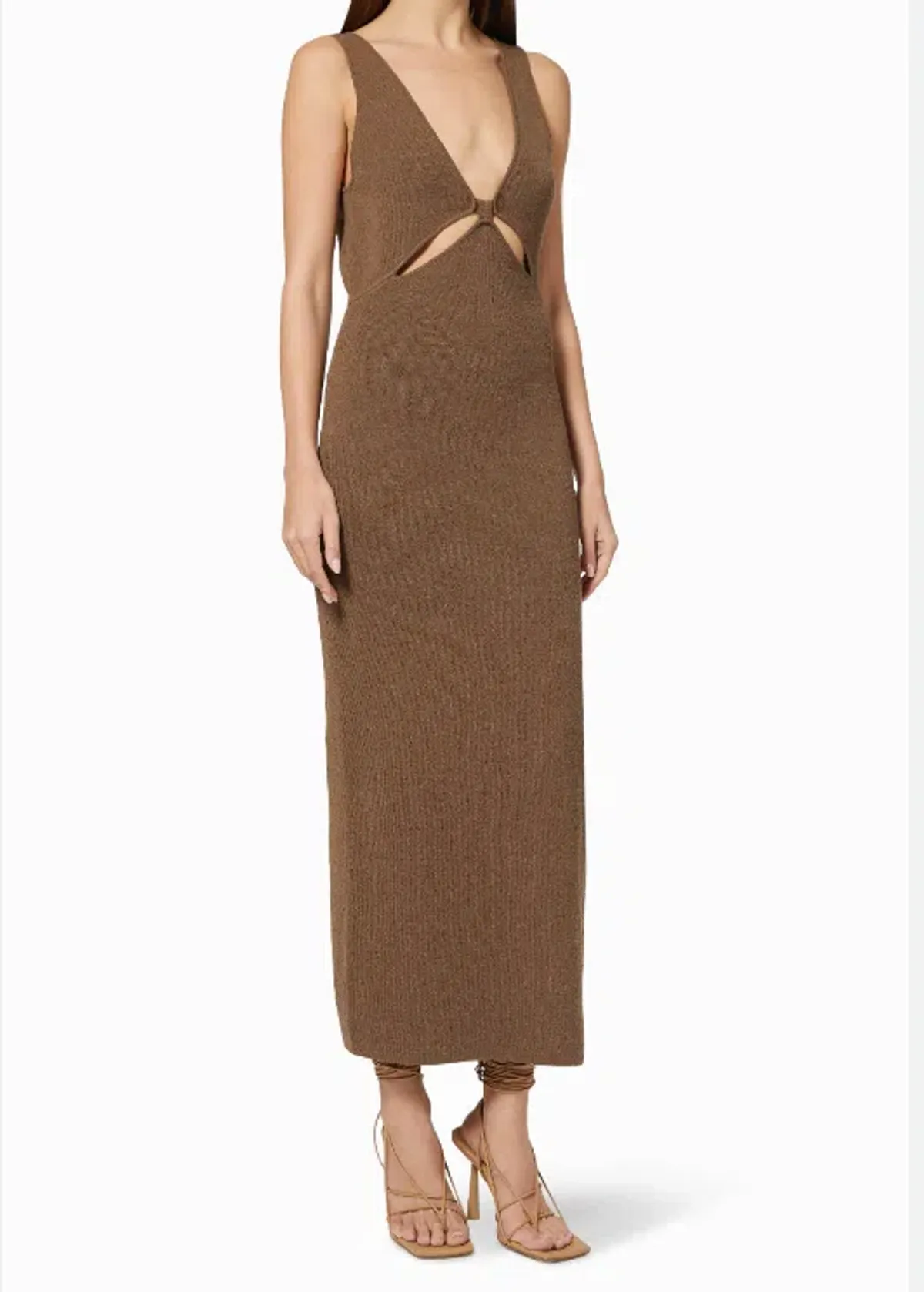 Bec & Bridge Zahara Knit Midi Dress Twig Brown Size XS/Au 6 - Image 3
