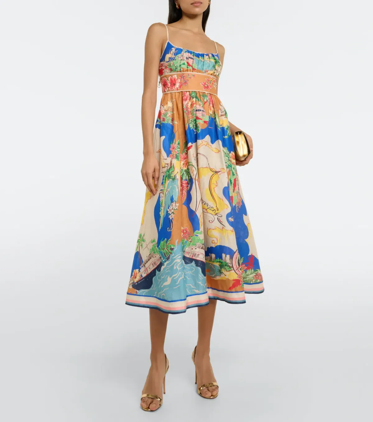 Zimmermann Alight Picnic Midi Dress Nautical Map Print Size 0 / AU 8 for rent on The Volte - main image