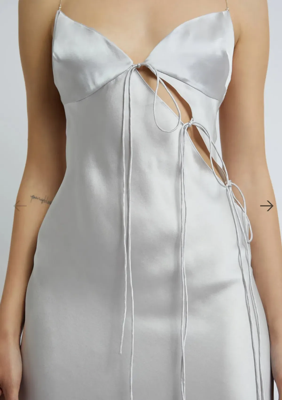 Christopher Esber Slope Tie Silk Dress Silver Size 8 - Image 3