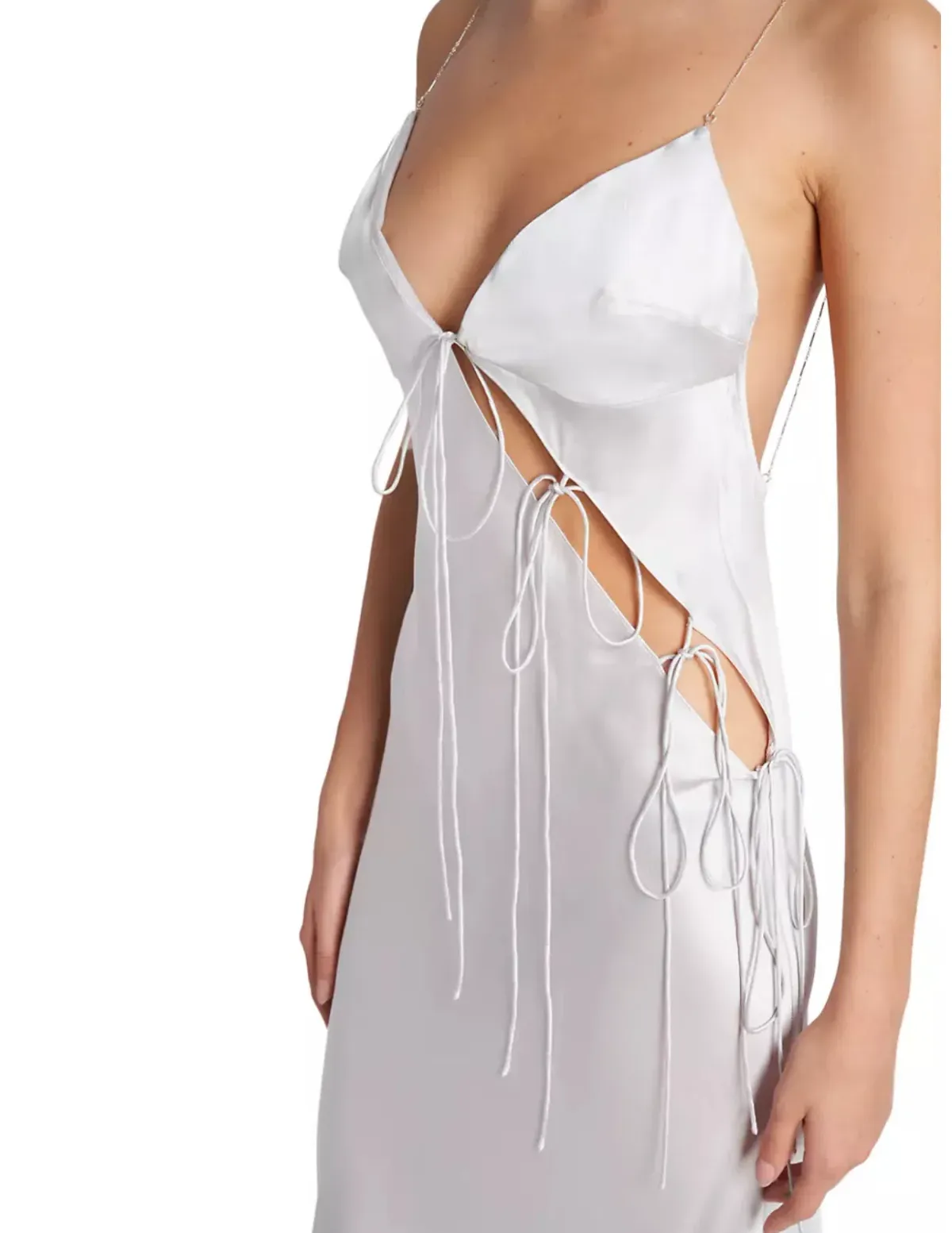 Christopher Esber Slope Tie Silk Dress Silver Size 8 - Image 5