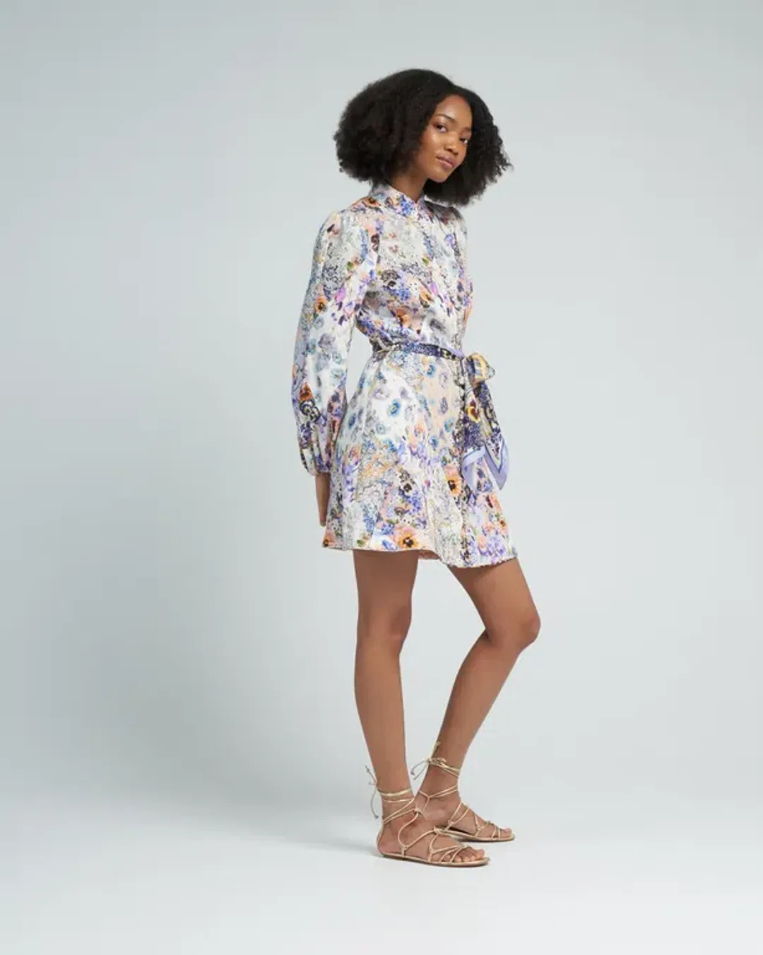 Zimmermann Tama Belted Mini Dress in Diamond Splice Floral Size OP/ Size 6 for rent on The Volte - main image